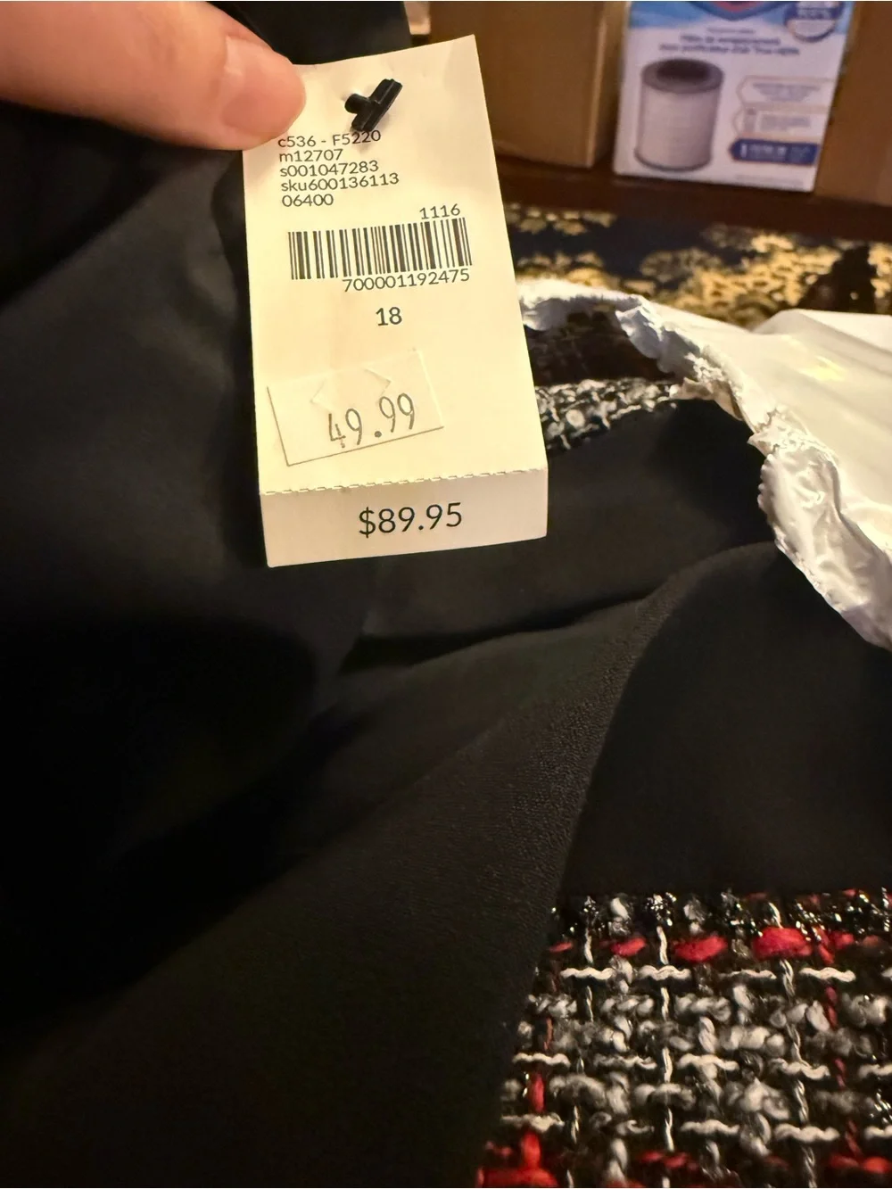 Lane Bryant Black and Burgundy Tweed Open-Front Blazer - Picture 6 of 6